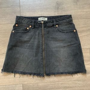 We the Free Black Denim Mini Skirt size 26 zip front